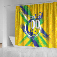 Personalized Brazil Soccer Football Jaguar Shower Curtain Christ The Redeeme - Soccer Mascot With Carnival Vibes