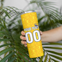 Personalized Brazil Soccer Football Jaguar Skinny Tumbler Christ The Redeeme - Soccer Mascot With Carnival Vibes