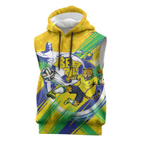 Personalized Brazil Soccer Football Jaguar Sleeveless Hoodie Christ The Redeeme - Soccer Mascot With Carnival Vibes