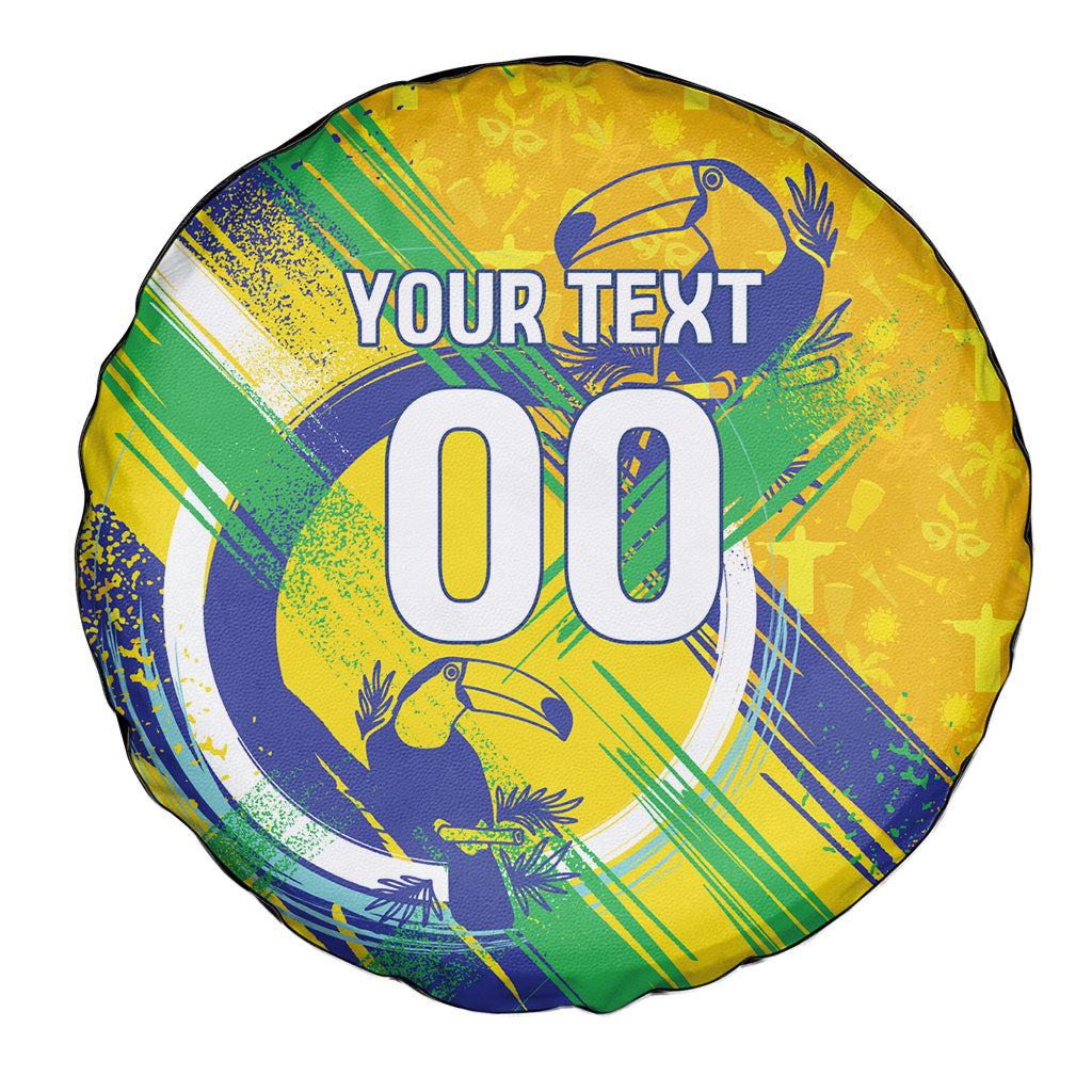 Personalized Brazil Soccer Football Jaguar Spare Tire Cover Christ The Redeeme - Soccer Mascot With Carnival Vibes