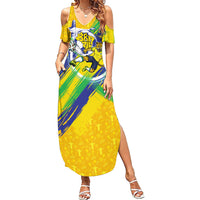 Personalized Brazil Soccer Football Jaguar Summer Maxi Dress Christ The Redeeme - Soccer Mascot With Carnival Vibes