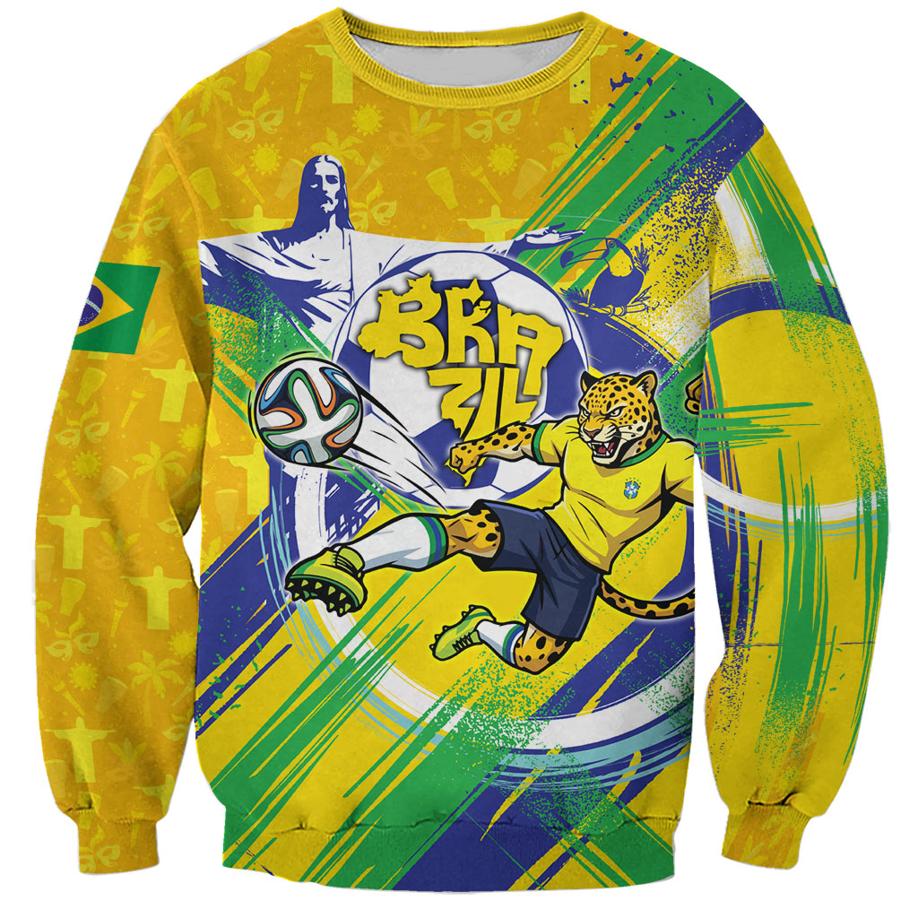 Personalized Brazil Soccer Football Jaguar Sweatshirt Christ The Redeeme - Soccer Mascot With Carnival Vibes