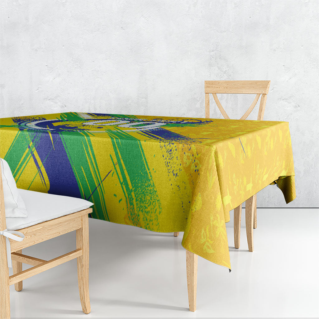 Personalized Brazil Soccer Football Jaguar Tablecloth Christ The Redeeme - Soccer Mascot With Carnival Vibes