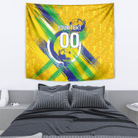 Personalized Brazil Soccer Football Jaguar Tapestry Christ The Redeeme - Soccer Mascot With Carnival Vibes
