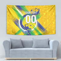 Personalized Brazil Soccer Football Jaguar Tapestry Christ The Redeeme - Soccer Mascot With Carnival Vibes
