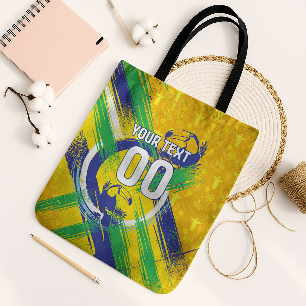 Personalized Brazil Soccer Football Jaguar Tote Bag Christ The Redeeme - Soccer Mascot With Carnival Vibes