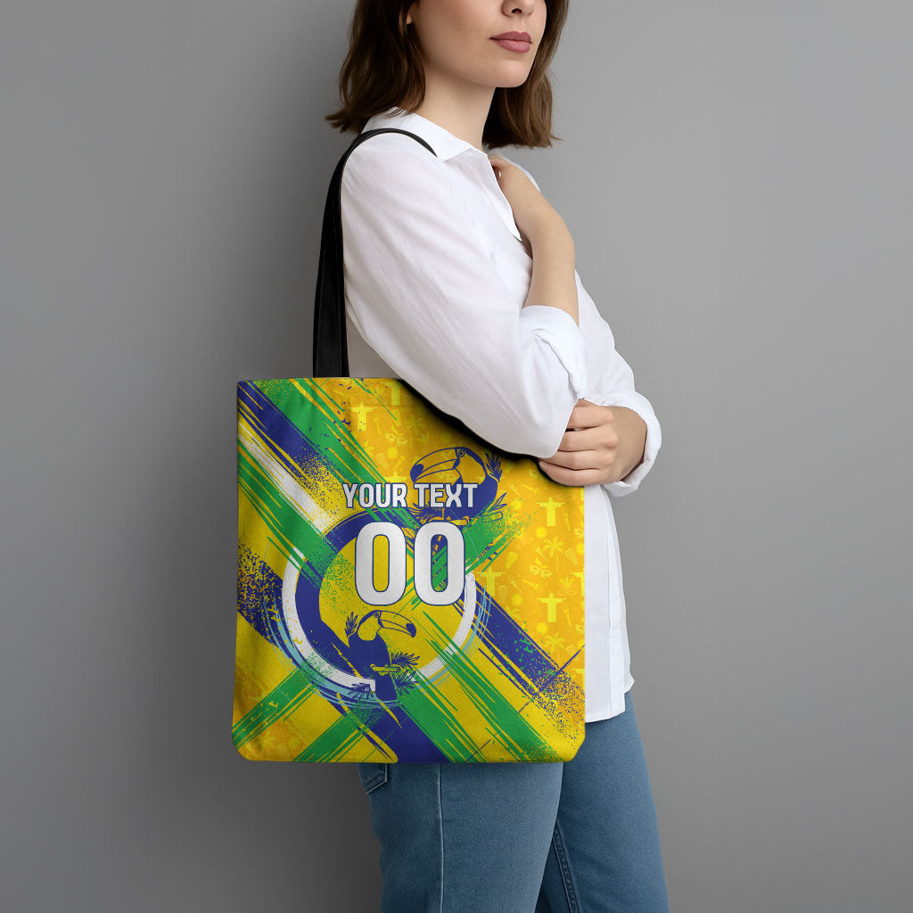 Personalized Brazil Soccer Football Jaguar Tote Bag Christ The Redeeme - Soccer Mascot With Carnival Vibes