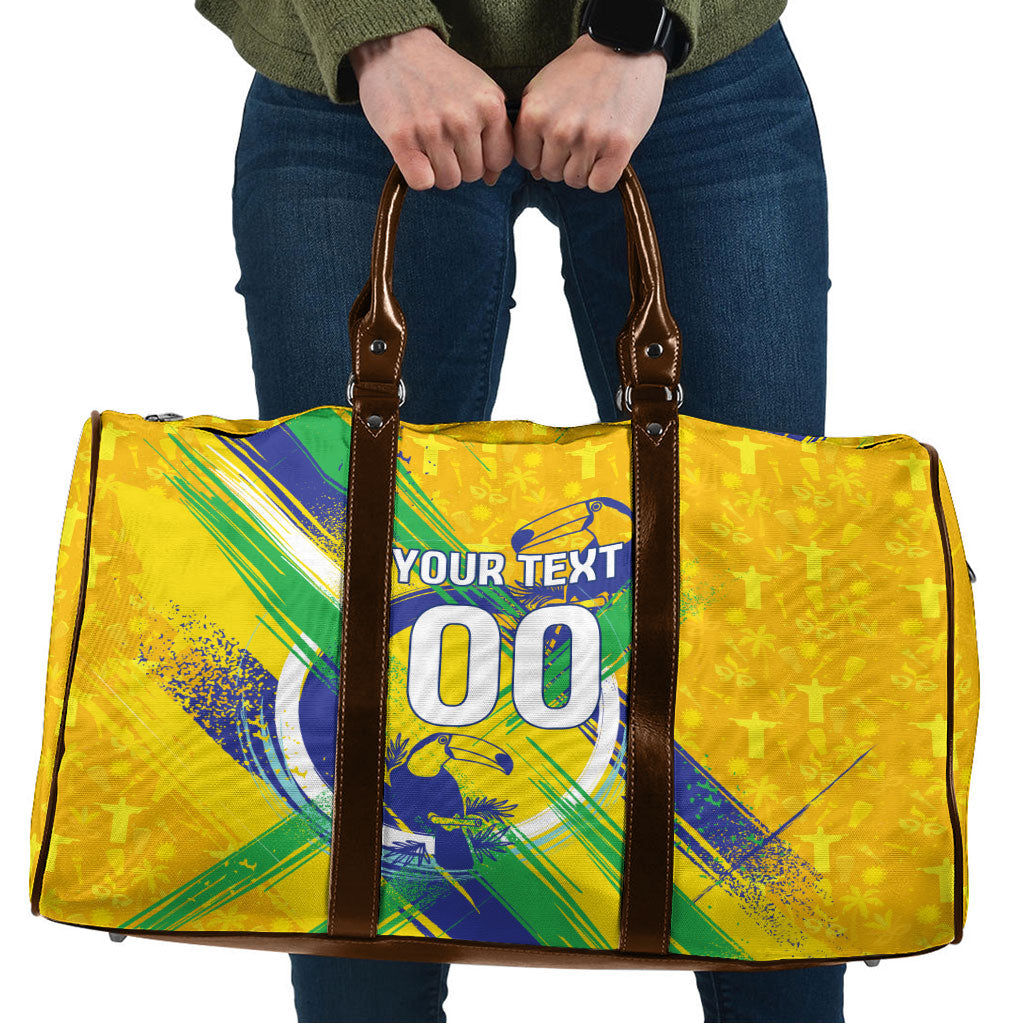 Personalized Brazil Soccer Football Jaguar Travel Bag Christ The Redeeme - Soccer Mascot With Carnival Vibes