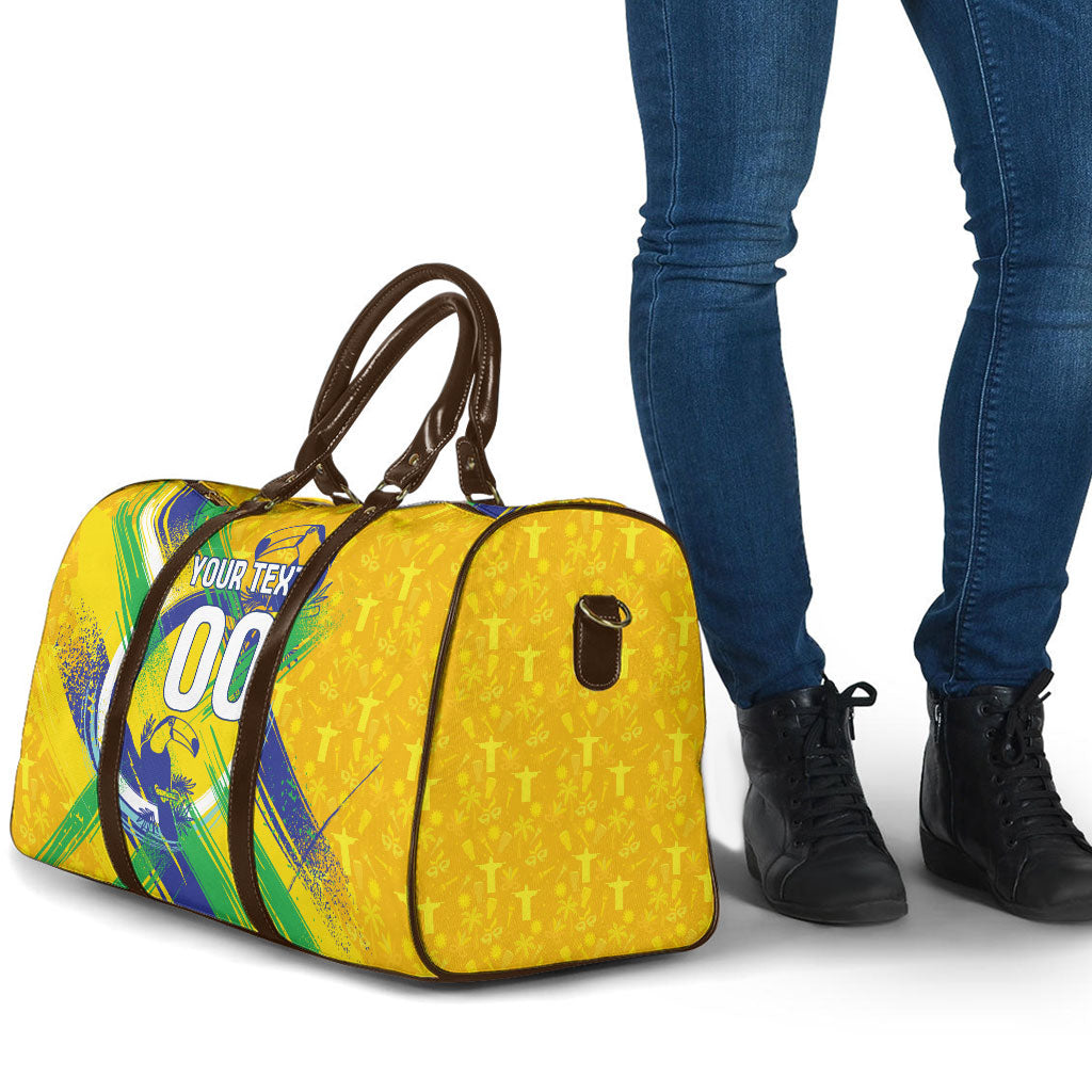 Personalized Brazil Soccer Football Jaguar Travel Bag Christ The Redeeme - Soccer Mascot With Carnival Vibes