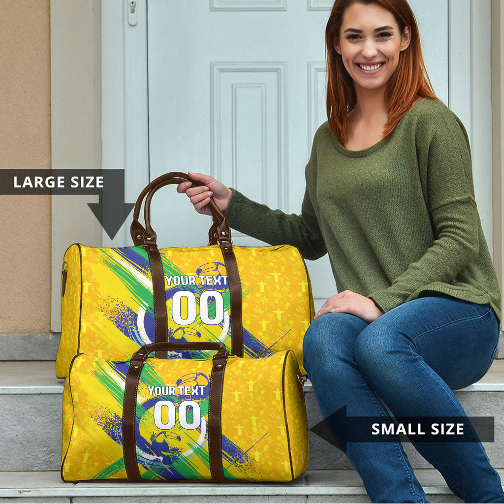Personalized Brazil Soccer Football Jaguar Travel Bag Christ The Redeeme - Soccer Mascot With Carnival Vibes