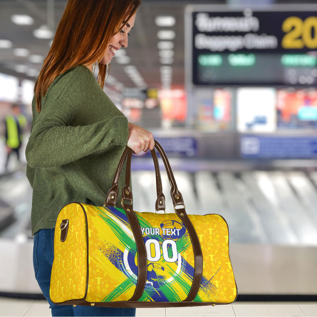 Personalized Brazil Soccer Football Jaguar Travel Bag Christ The Redeeme - Soccer Mascot With Carnival Vibes