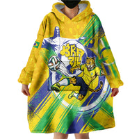 Personalized Brazil Soccer Football Jaguar Wearable Blanket Hoodie Christ The Redeeme - Soccer Mascot With Carnival Vibes
