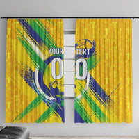 Personalized Brazil Soccer Football Jaguar Window Curtain Christ The Redeeme - Soccer Mascot With Carnival Vibes