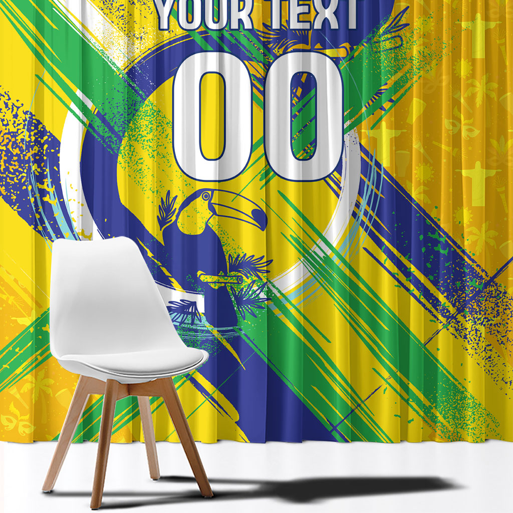 Personalized Brazil Soccer Football Jaguar Window Curtain Christ The Redeeme - Soccer Mascot With Carnival Vibes