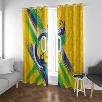 Personalized Brazil Soccer Football Jaguar Window Curtain Christ The Redeeme - Soccer Mascot With Carnival Vibes