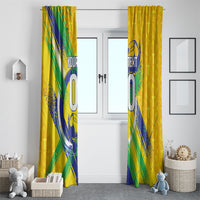 Personalized Brazil Soccer Football Jaguar Window Curtain Christ The Redeeme - Soccer Mascot With Carnival Vibes