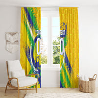 Personalized Brazil Soccer Football Jaguar Window Curtain Christ The Redeeme - Soccer Mascot With Carnival Vibes