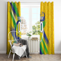 Personalized Brazil Soccer Football Jaguar Window Curtain Christ The Redeeme - Soccer Mascot With Carnival Vibes