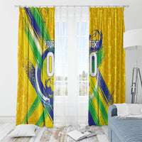 Personalized Brazil Soccer Football Jaguar Window Curtain Christ The Redeeme - Soccer Mascot With Carnival Vibes