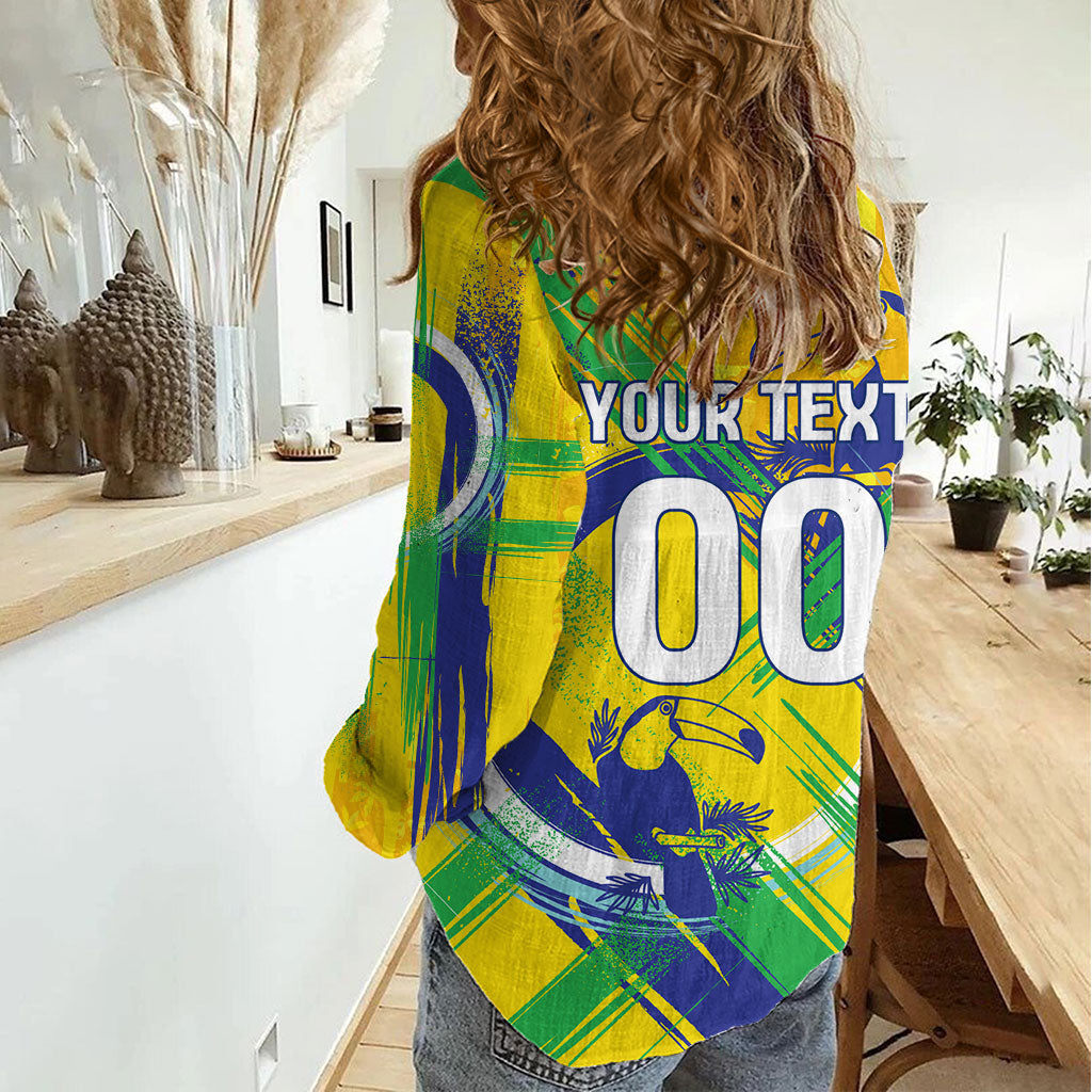 Personalized Brazil Soccer Football Jaguar Women Casual Shirt Christ The Redeeme - Soccer Mascot With Carnival Vibes