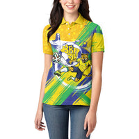 Personalized Brazil Soccer Football Jaguar Women Polo Shirt Christ The Redeeme - Soccer Mascot With Carnival Vibes