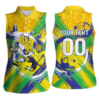 Personalized Brazil Soccer Football Jaguar Women Sleeveless Polo Shirt Christ The Redeeme - Soccer Mascot With Carnival Vibes
