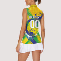 Personalized Brazil Soccer Football Jaguar Women Sleeveless Polo Shirt Christ The Redeeme - Soccer Mascot With Carnival Vibes