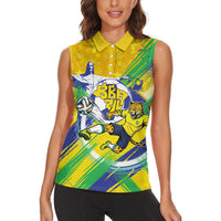 Personalized Brazil Soccer Football Jaguar Women Sleeveless Polo Shirt Christ The Redeeme - Soccer Mascot With Carnival Vibes