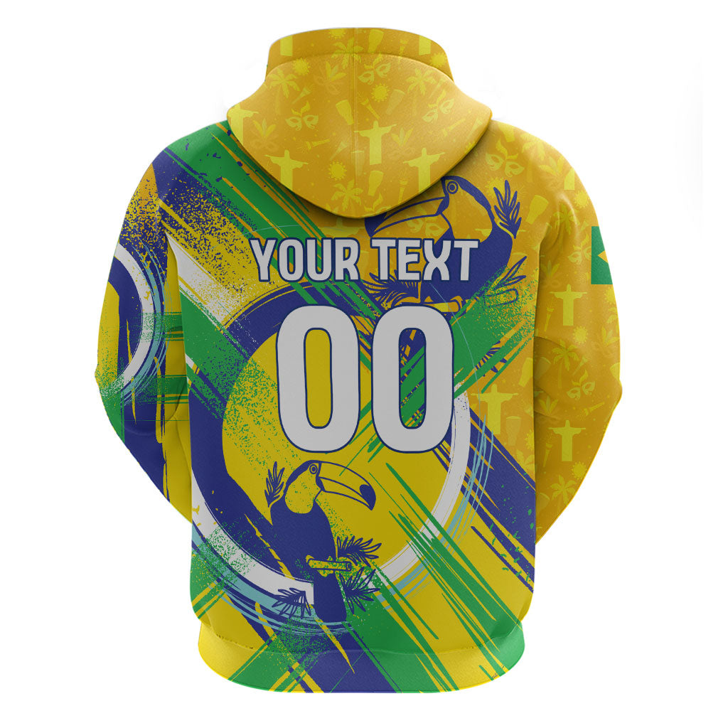 Personalized Brazil Soccer Football Jaguar Zip Hoodie Christ The Redeeme - Soccer Mascot With Carnival Vibes