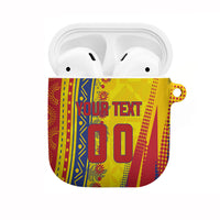 Personalized Colombia Soccer AirPods Case Floral Folk Pattern - Retro Football Player Art