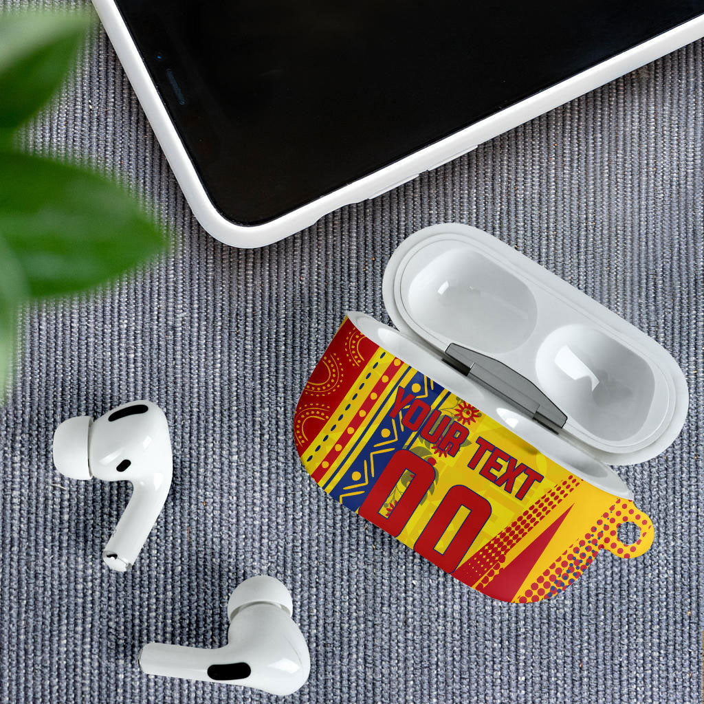 Personalized Colombia Soccer AirPods Case Floral Folk Pattern - Retro Football Player Art