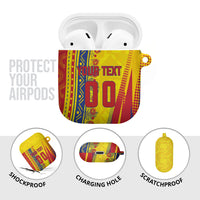 Personalized Colombia Soccer AirPods Case Floral Folk Pattern - Retro Football Player Art