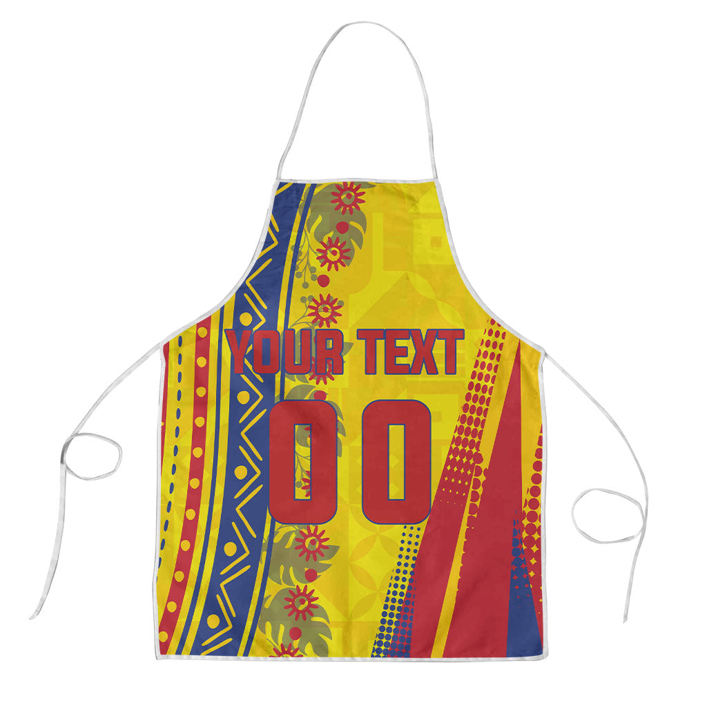 Personalized Colombia Soccer Apron Floral Folk Pattern - Retro Football Player Art