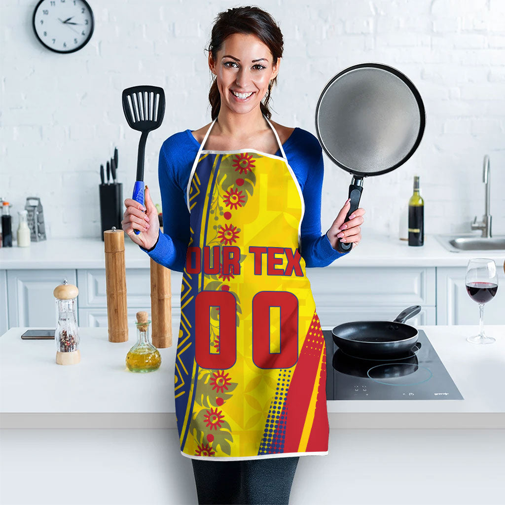 Personalized Colombia Soccer Apron Floral Folk Pattern - Retro Football Player Art