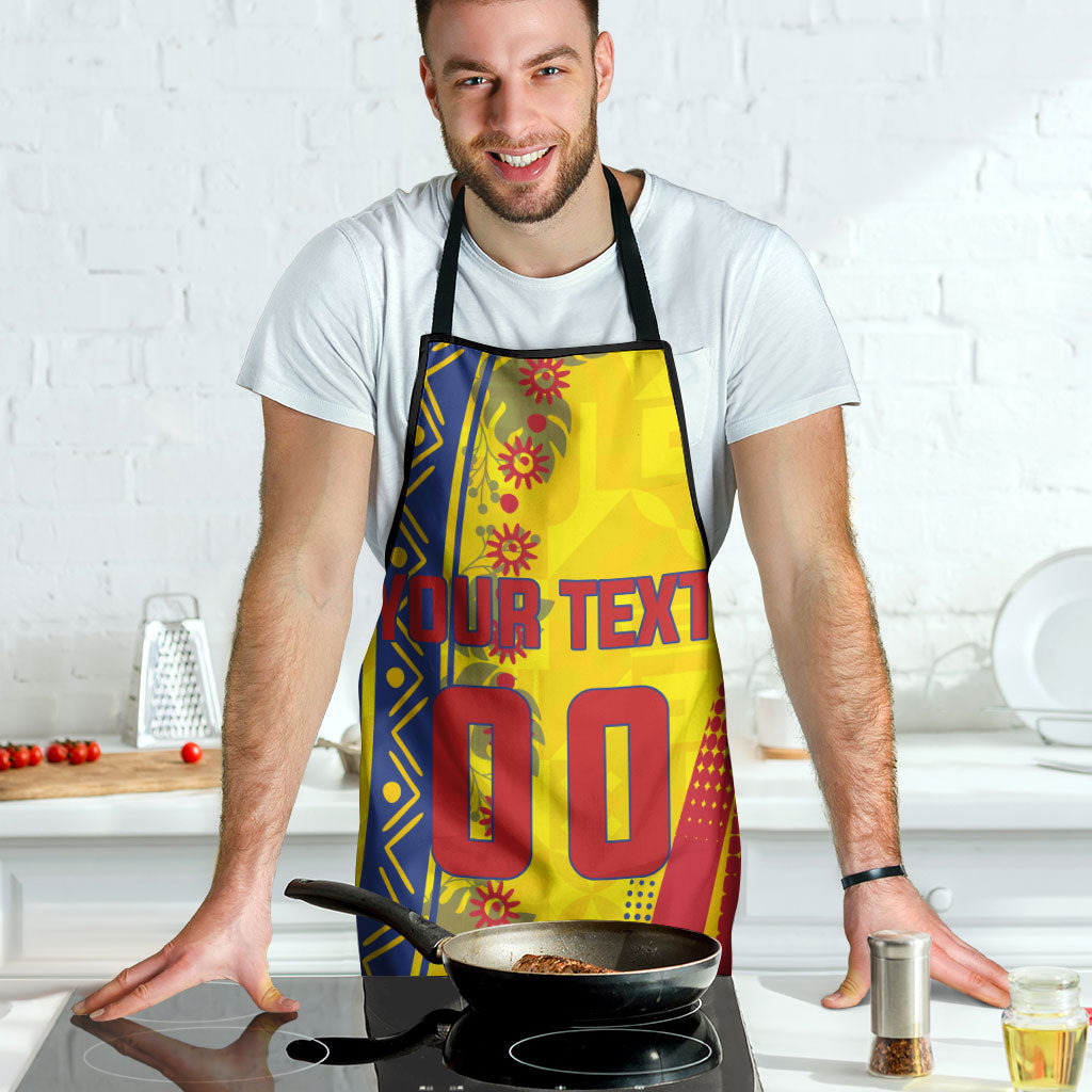 Personalized Colombia Soccer Apron Floral Folk Pattern - Retro Football Player Art