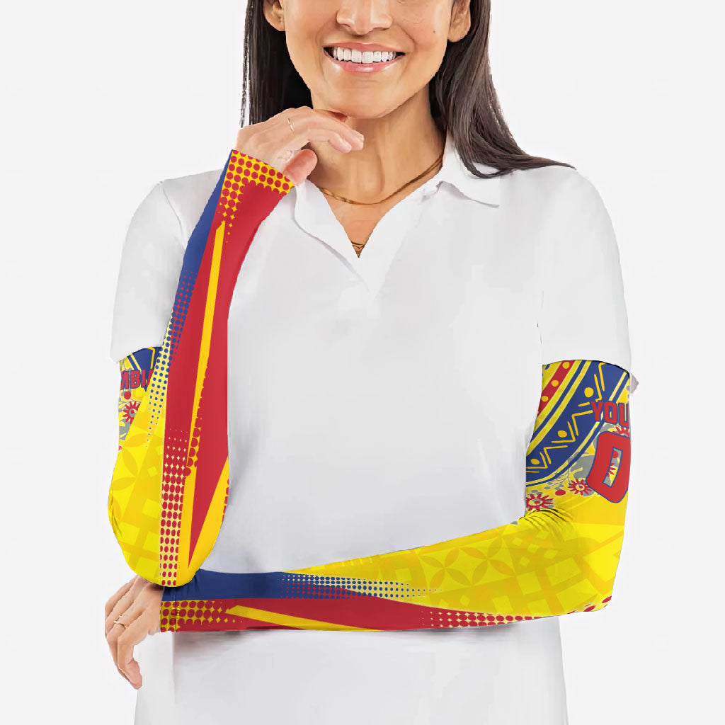 Personalized Colombia Soccer Arm Sleeves Floral Folk Pattern - Retro Football Player Art