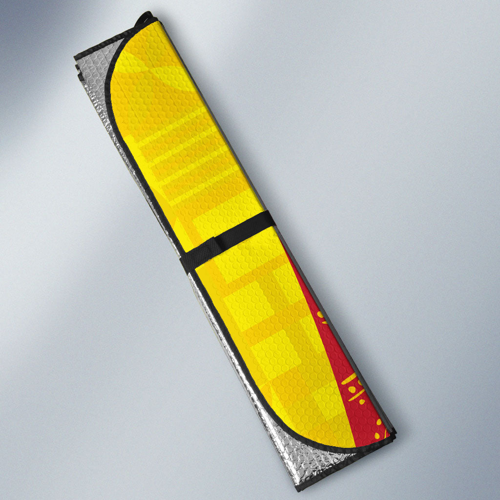 Personalized Colombia Soccer Auto Sun Shade Floral Folk Pattern - Retro Football Player Art