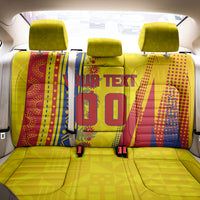 Personalized Colombia Soccer Back Car Seat Cover Floral Folk Pattern - Retro Football Player Art