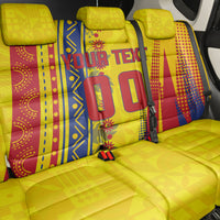 Personalized Colombia Soccer Back Car Seat Cover Floral Folk Pattern - Retro Football Player Art