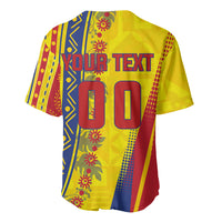 Personalized Colombia Soccer Baseball Jersey Floral Folk Pattern - Retro Football Player Art