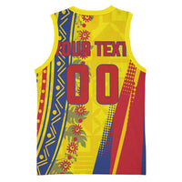 Personalized Colombia Soccer Basketball Jersey Floral Folk Pattern - Retro Football Player Art