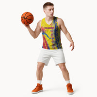 Personalized Colombia Soccer Basketball Jersey Floral Folk Pattern - Retro Football Player Art