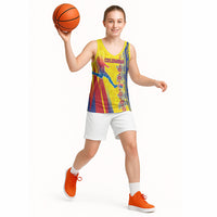 Personalized Colombia Soccer Basketball Jersey Floral Folk Pattern - Retro Football Player Art