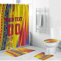 Personalized Colombia Soccer Bathroom Set Floral Folk Pattern - Retro Football Player Art