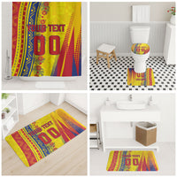 Personalized Colombia Soccer Bathroom Set Floral Folk Pattern - Retro Football Player Art