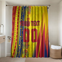 Personalized Colombia Soccer Bathroom Set Floral Folk Pattern - Retro Football Player Art