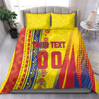 Personalized Colombia Soccer Bedding Set Floral Folk Pattern - Retro Football Player Art