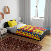 Personalized Colombia Soccer Bedding Set Floral Folk Pattern - Retro Football Player Art