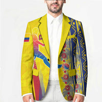 Personalized Colombia Soccer Blazer Floral Folk Pattern - Retro Football Player Art