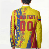 Personalized Colombia Soccer Blazer Floral Folk Pattern - Retro Football Player Art